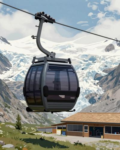 AI-generated illustration of Aiguille du Midi Cable Car