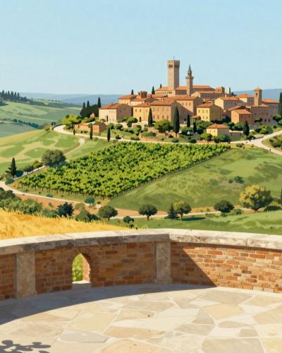 AI-generated illustration of Belvedere di Pienza