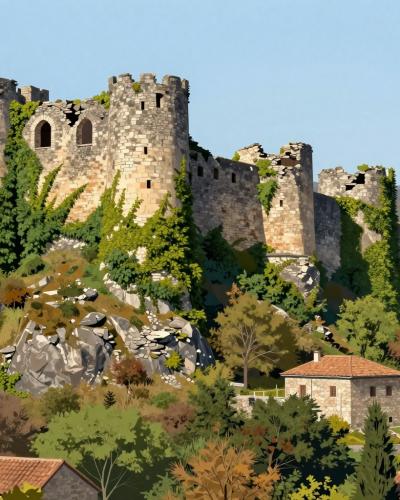 AI-generated illustration of Fortress of Cortona (Rocca di Cortona)