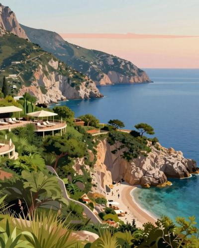 AI-generated illustration of Lido di Vico Equense