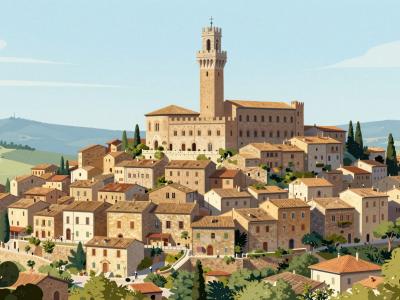 AI-generated illustration of Rocca di Pienza
