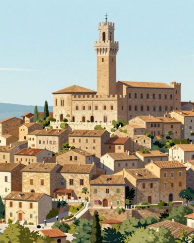 AI-generated illustration of Rocca di Pienza