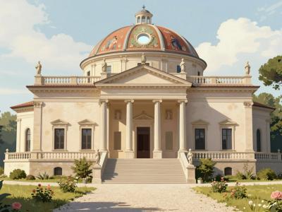 AI-generated illustration of Villa Rotonda (Temple of the Muses)