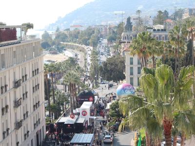 Sanremo's palm-lined seafront from above