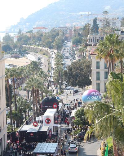 Sanremo's palm-lined seafront from above