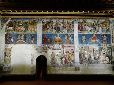 The frescoed walls of the Hall of the Months in Palazzo Schifanoia, Ferrara