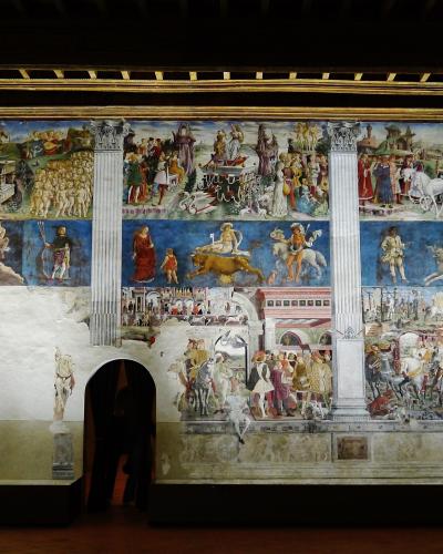 The frescoed walls of the Hall of the Months in Palazzo Schifanoia, Ferrara