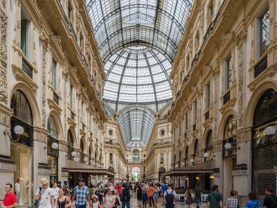 The glass-vaulted arcade of the Galleria Vittorio Emanuele II, Milan