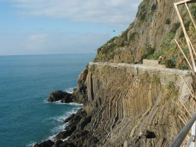 The Via dell'Amore cut into the cliffs above the sea at Riomaggiore