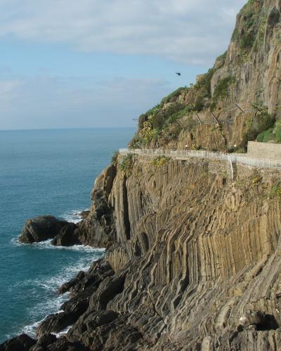 The Via dell'Amore cut into the cliffs above the sea at Riomaggiore