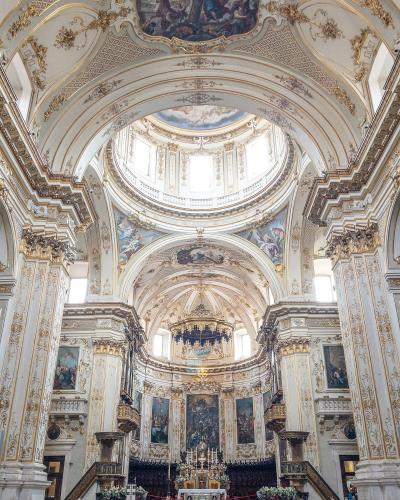 The bright Baroque nave of Bergamo Cathedral