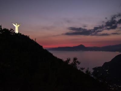 The Christ the Redeemer statue above Maratea at sunset