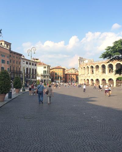 Piazza Bra and the Liston promenade with the Arena of Verona