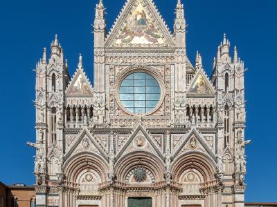 The marble facade of Siena Cathedral