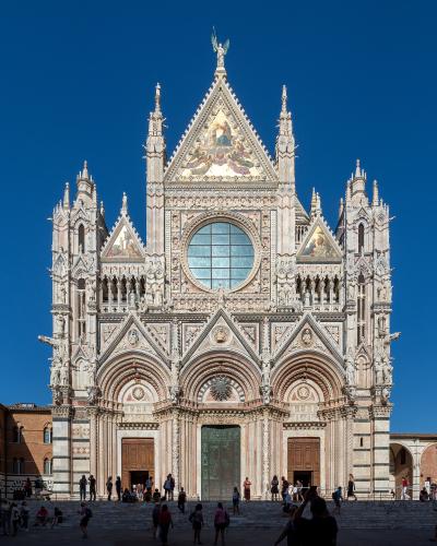 The marble facade of Siena Cathedral