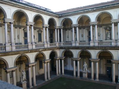 The arcaded courtyard of the Palazzo di Brera, home of the Pinacoteca