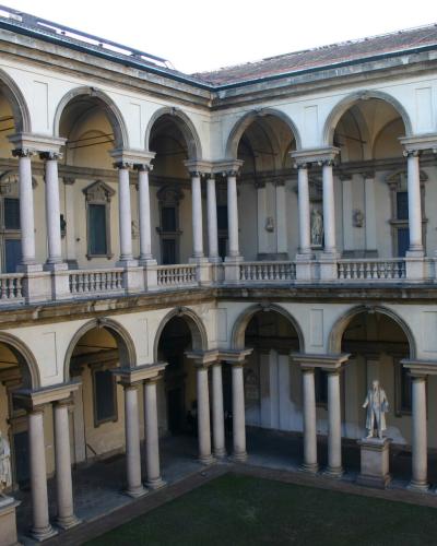 The arcaded courtyard of the Palazzo di Brera, home of the Pinacoteca