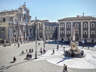 Piazza del Duomo in Catania with the Elephant Fountain and cathedral