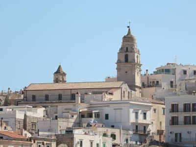 Vieste old town crowned by its cathedral bell tower