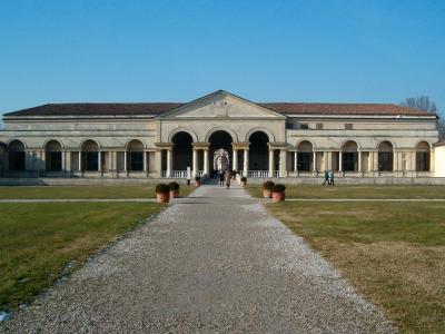 Palazzo Te in Mantua seen along its garden avenue
