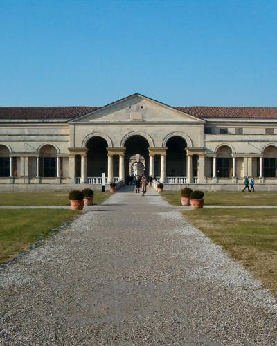 Palazzo Te in Mantua seen along its garden avenue